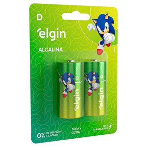 Pilha Alcalina Tipo D Elgin - Cartela Com 02 Unidades [f108]