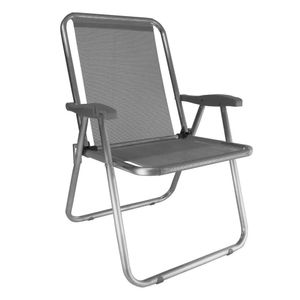 Cadeira Praia Max Alumínio Oversize Reforçada Até 140kg Zaka Cor:cinza Cinza