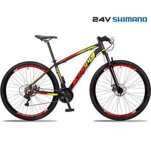 Bicicleta 29 Dropp Z3 Shimano Tz 24 Vel Freio A Disco Mtb Alumínio Vermelho+amarelo