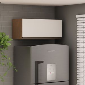 Armário Aéreo Basculante Para Cozinha 70Cm 1 Porta Conecta Genialflex Ébano/Off White