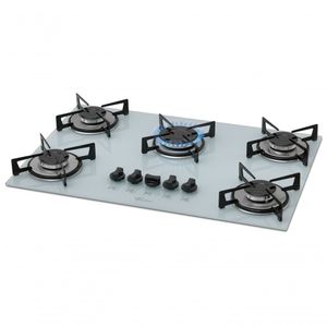 Fogão Cooktop Fischer 5 Bocas Gás Mesa Vidro - Branco 1642-6986 Bivolt