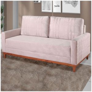 Sofá Fixo 2 Lugares Veludo Exclusive 1,65m Moveis Mix Nude