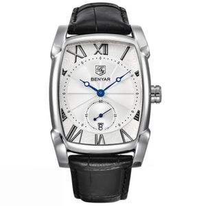 Relógio Masculino Quadrado Casual De Quartzo Impermeável Prata