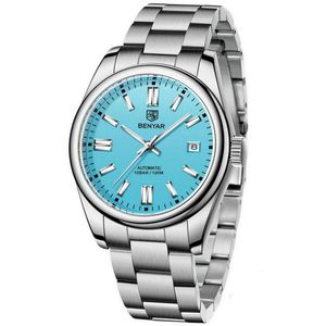 Relógio De Pulso Masculino Automático Em Aço Inoxidável Casual à Prova D\' água Azul