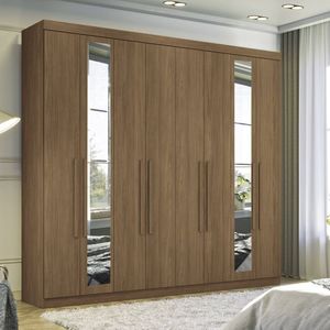 Guarda-roupa 8 Portas 4 Gavetas Master New Com Espelho Jatoba