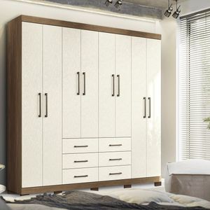 Guarda-roupa Casal 8 Portas 6 Gavetas Liverpool Com Pés Jatobá-areia