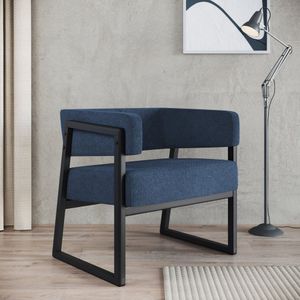 Poltrona Em Madeira Maciça Com Braço Bria Preto Tec Poly 389 G-3