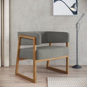 Poltrona Em Madeira Maciça Com Braço Bria Nogueira Tec Poly 388 G-3