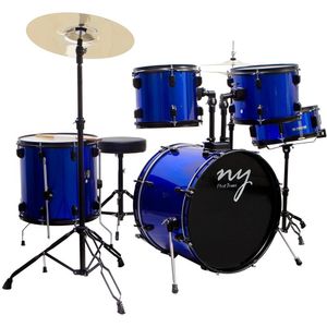 Bateria Acústica 2t Ebl Azul Com Banco Ny F1rst [f097]