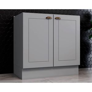 Balcão Cozinha P-cooktop C-2 Portas S-tampo 80cm Cinza