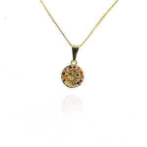 Colar Pingente árvore Da Vida Com Zircônias Coloridas Folheado A Ouro 18k [f027]