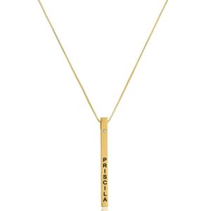 Colar Personalizado Na Vertical Com Nome Folheado Em Ouro 18k [f027]