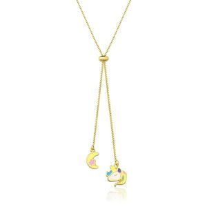 Colar Personalizado Gravata Nuvem E Unicórnio Folheado Em Ouro 18k [f027]