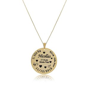 Colar Personalizado Dados Completos Nascimento [f027]