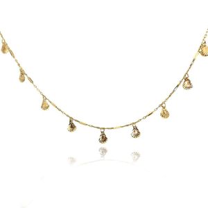 Colar De Mini Conchas Folheado Em Ouro 18k [f027]