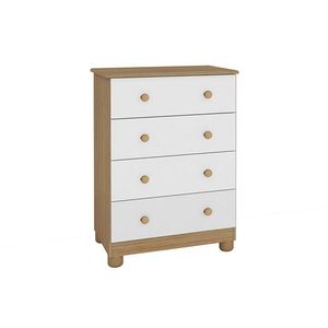 Cômoda Infantil Júnior C- 4 Gavetas Branco-carvalho Peroba