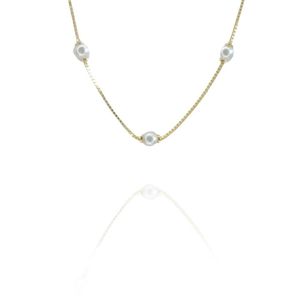 Pulseira Infantil Com Pérolas Folheado Em Ouro 18k [f027]