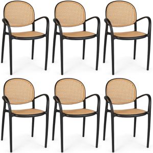 Kit 6 Cadeiras De Jantar Roma Com Braço Para Sala E Cozinha - Preto
