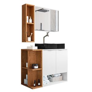 Gabinete Banheiro Star Cuba Dalla Preta E Valvula Click Inox Branco/naturale Branco/naturale