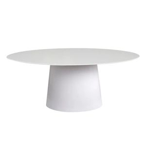 Mesa De Jantar Cone Oval 244X122Cm Laqueada Cor Branco