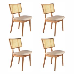 Conjunto Com 4 Cadeiras 88x57x46cm Livia Champagne