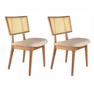 Conjunto Com 2 Cadeiras 88x57x46cm Livia Champagne