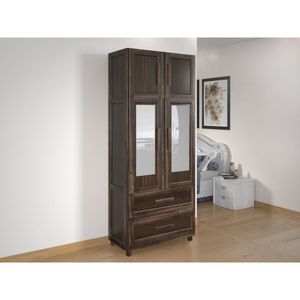 Guarda-roupa Solteiro Com Espelho 4 Portas 2 Gavetas Teresina Imbuia Natural