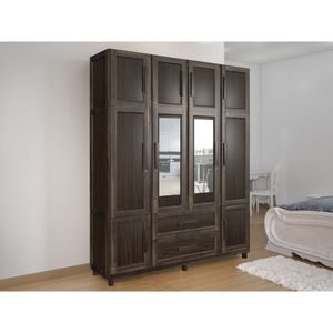 Guarda-roupa Casal Com Espelho 10 Portas 2 Gavetas Maceió Imbuia Natural