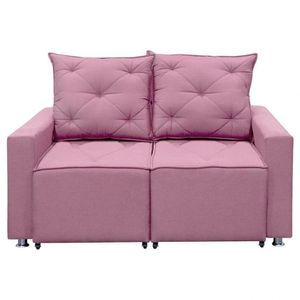 Sofá Retrátil 2 Lugares Bariloche 1.60cm Star Confort Rosa Linho
