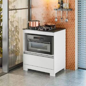 Balcão Para Cooktop 4 Bocas Com 1 Gaveta Nt3110 Notável Branco New/ Granito