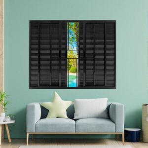 Janela Veneziana De Alumínio 6 Folhas 120 X 200cm Modular Com Grade Esquadrias Bergamo Preto
