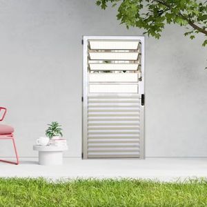 Porta Basculante Palheta De Alumínio 210 X 90cm Linha 25 Lado Direito Esquadrias Bergamo Branco