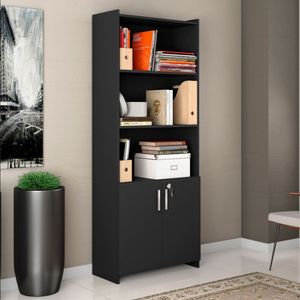 Armário Multiuso Para Escritório Com 2 Portas 56118 Notável Preto Tx