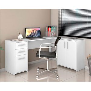 Mesa Office Escrivaninha 2 Portas 3 Gavetas Nt2005 Notável Branco New