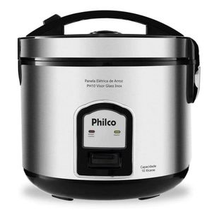 Panela Elétrica De Arroz Philco Ph10p Visor Glass 700w Capacidade De 10 Xícaras Inox 220v