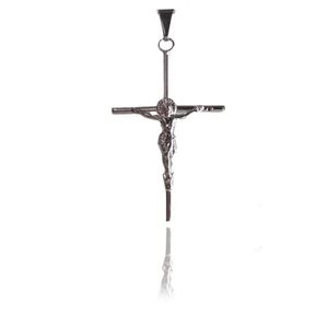 Pingente Cruz Com Cristo Aço Inox [f027]