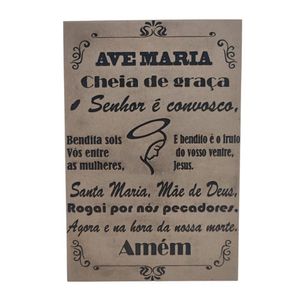 Oração Ave Maria Gravada Laser Tamanho A4 Mdf 3mm Natural [f031]