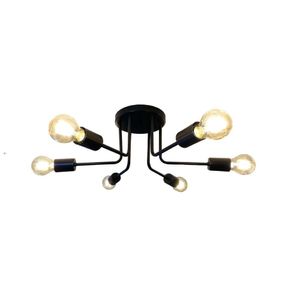 Lustre Sputnik 15x60cm Ret Emalustres Preto