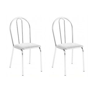 Kit 2 Cadeiras Lisboa Cromada Para Cozinha Ou área Gourmet-assento Sintético Branco