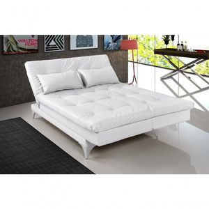 Sofá Cama Versátil 3 Lugares Império Reclinável Casal Pés De Alumínio Corano Branco 036
