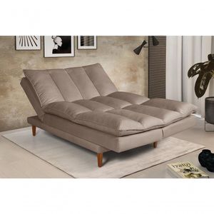 Sofá Cama Vancouver 3 Lugares Império Reclinável Casal Pés Madeira Suede Chocolate 377