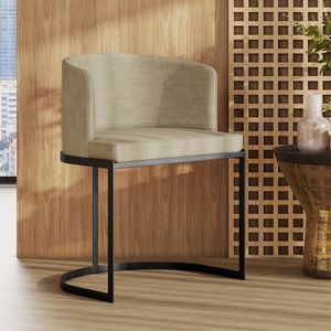 Poltrona M05 Em Linho Estrutura Em Ferro Mais Decor Preto/bege