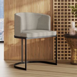 Poltrona M05 Em Linho Estrutura Em Ferro Mais Decor Preto/areia