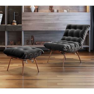 Poltrona E Puff M07 Estrutura De Ferro Mais Decor Cobre/preto