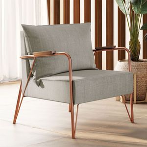 Poltrona M02 Em Linho Mais Decor Cobre/areia