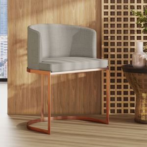 Poltrona M05 Em Linho Estrutura De Ferro Mais Decor Cobre/areia
