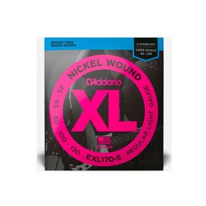 Cordas Para Baixo D Addario Xl Nickel Wound Exl170-5 5 Cordas Escala Longa .045-.130 [f108]