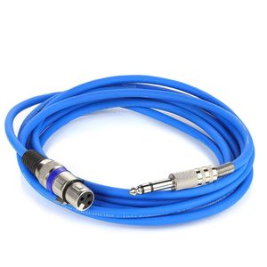 Cabo De Microfone Xlr Para P10 Estereo - Azul - 35 Metros