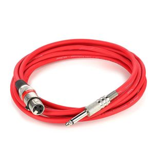 Cabo De Microfone Xlr Femea Para P10 Mono - Vermelho - 3 Metros