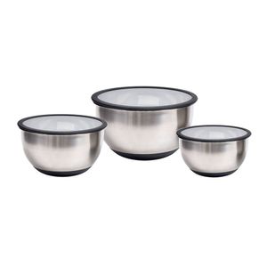 3 Bowls-tigelas Em Inox Com Tampas 1,5-3-5 Litros Kenya
